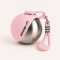 Pawsport portable dog water bottle in pink with fold-out silicone bowl